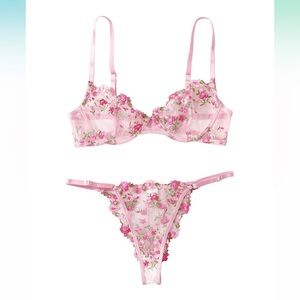 2 Piece Mesh Lace Bralette & Thong Set